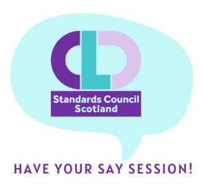 CLD Standards Council logo in a Blue speech bubble with the words "Have your say" underneath.