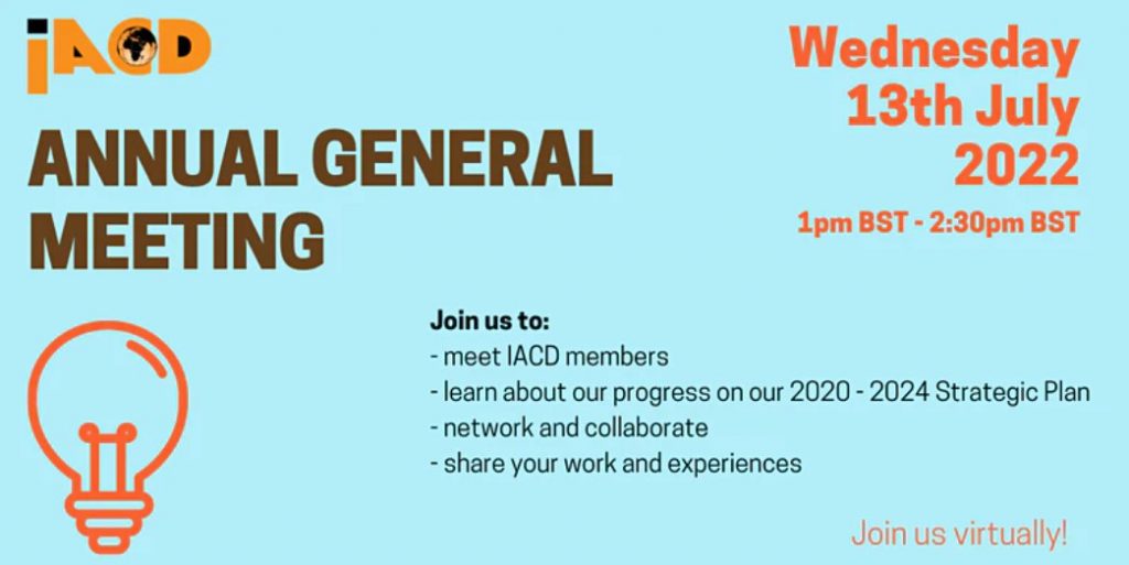 International Association of Community Development (IACD) - Annual General Meeting, Wednesday, 13th July 1pm - 2.30pm Poster