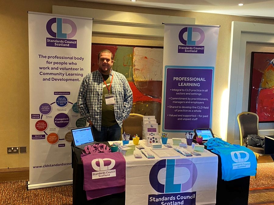 Robbie Crow, CLDSC Development Officer, at the DTAS Conference Stall